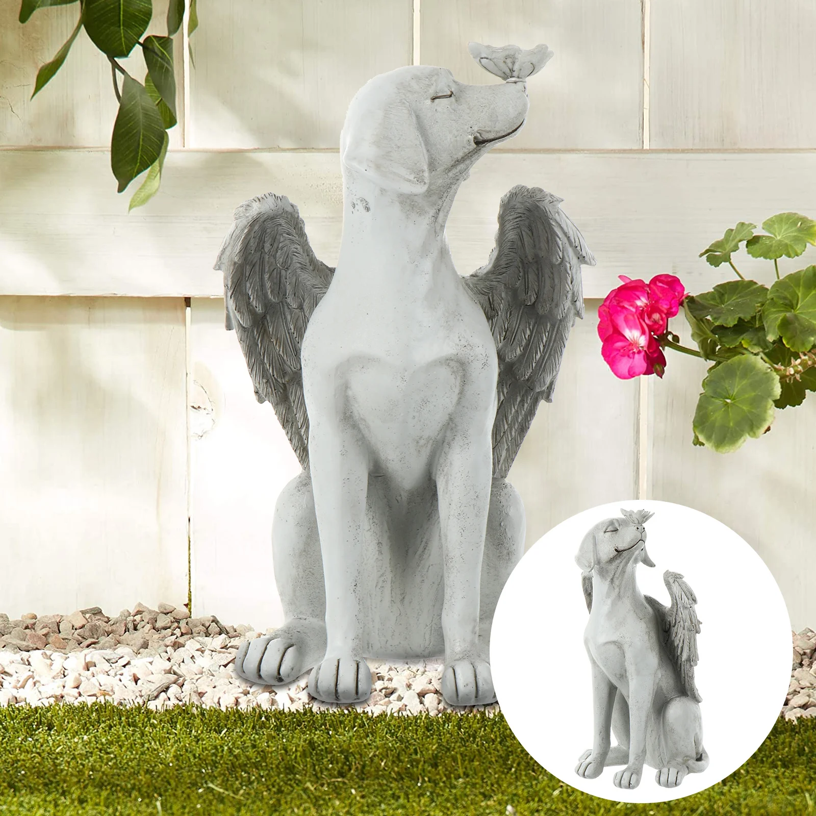 

Resin Memorial Dog Angel Statue Premium Realistic Angel Wing Pet Tribute for Garden Outdoor Lawn Decoration Bereavement Gift