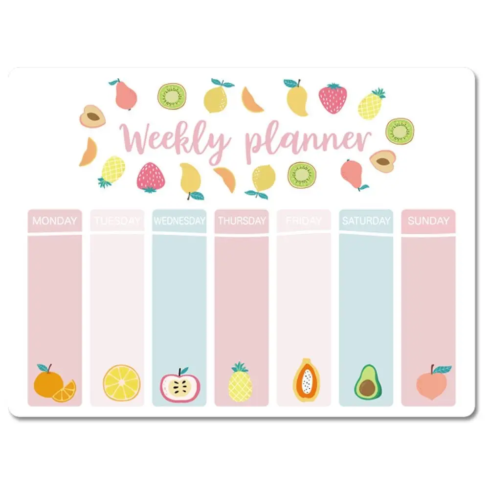 Cartoon Week Daily Planner Magnetic Planner Sticker Grocery List Plan Notepad Magnetic Fridge Sticker Whiteboard Work Plan Home