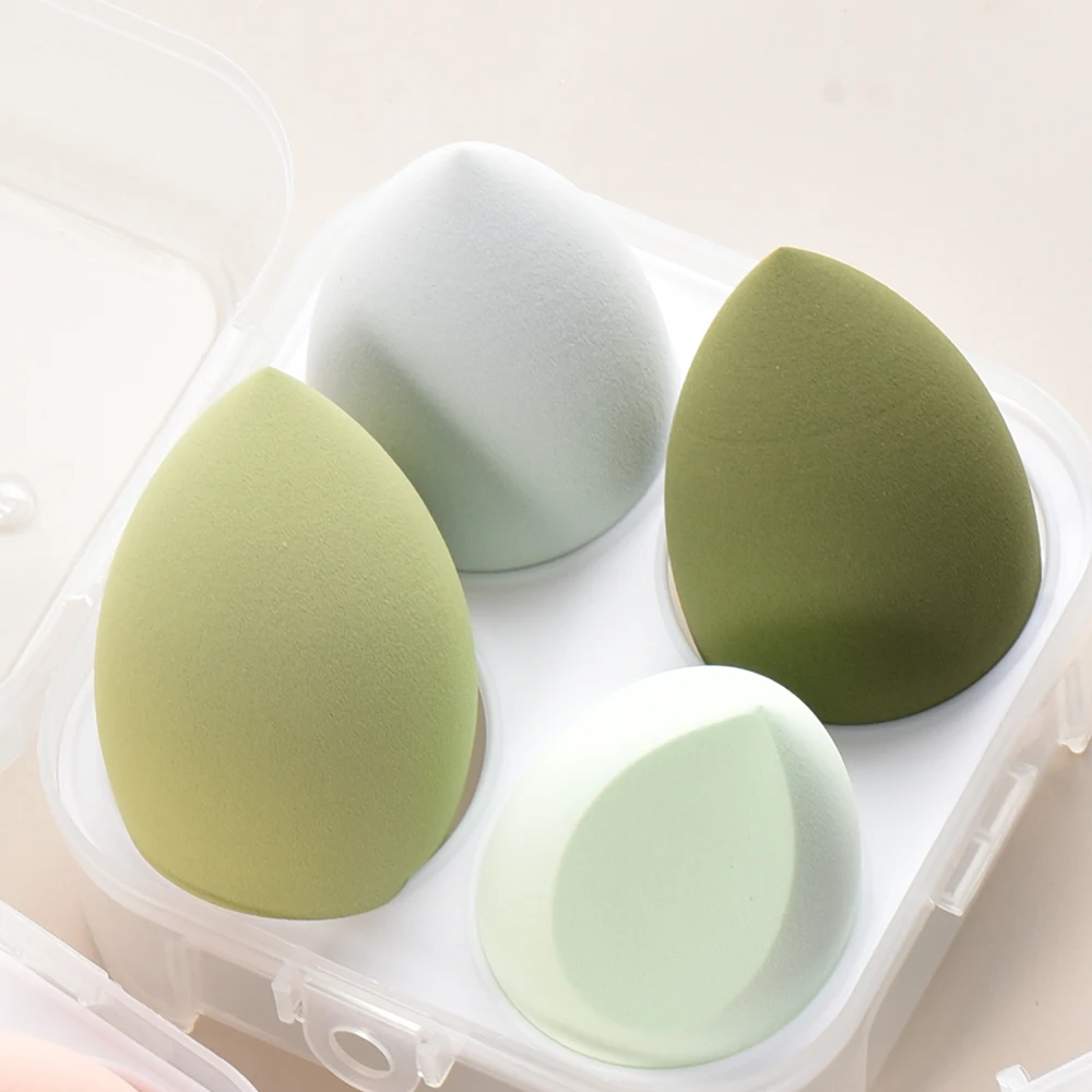 نفث مكياج البيض مع صندوق تخزين ، إسفنجة مرنة فائقة النعومة ، أساس سائل ومسحوق تجميل