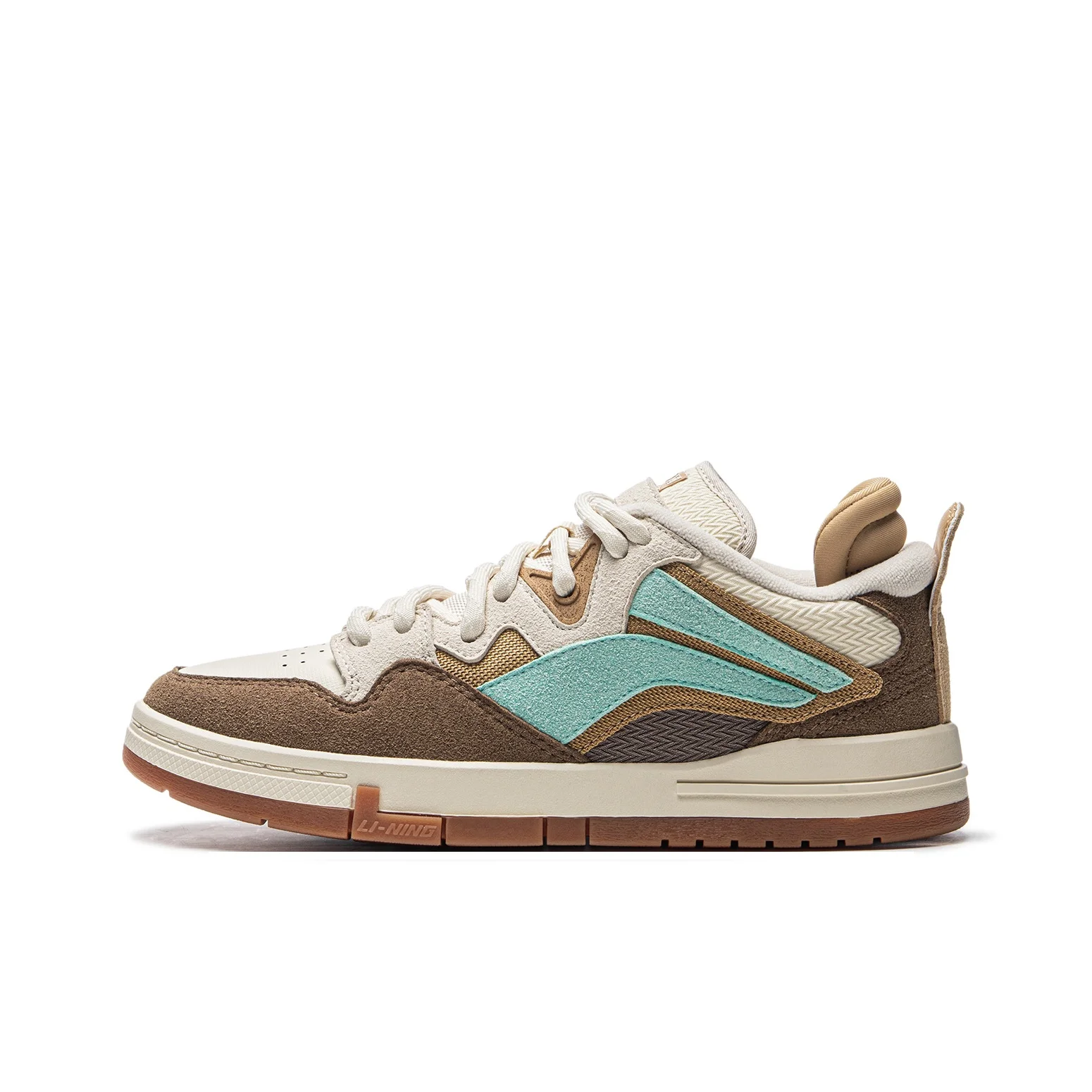 Li Ning Chaussures de skateboard basses antidérapantes et amortissantes pour femme Marron Gris Vert