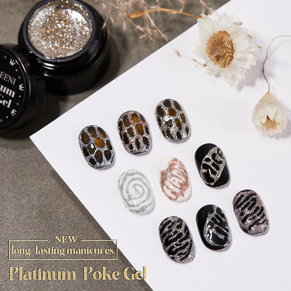 Vendeeni paillettes or argent Poke Poke Gel vernis à ongles vague Texture dentelle modélisation UV platine peinture Gel vernis pour Nail Art