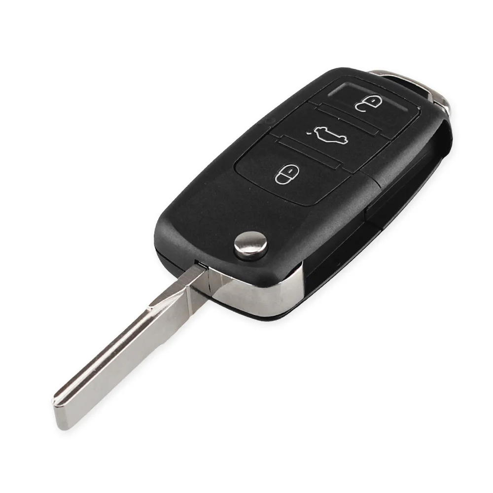 Carcasa de llave plegable de 2/3 botones para Volkswagen VW Polo Passat B5 Tiguan Golf Seat Skoda, llave de coche en blanco.