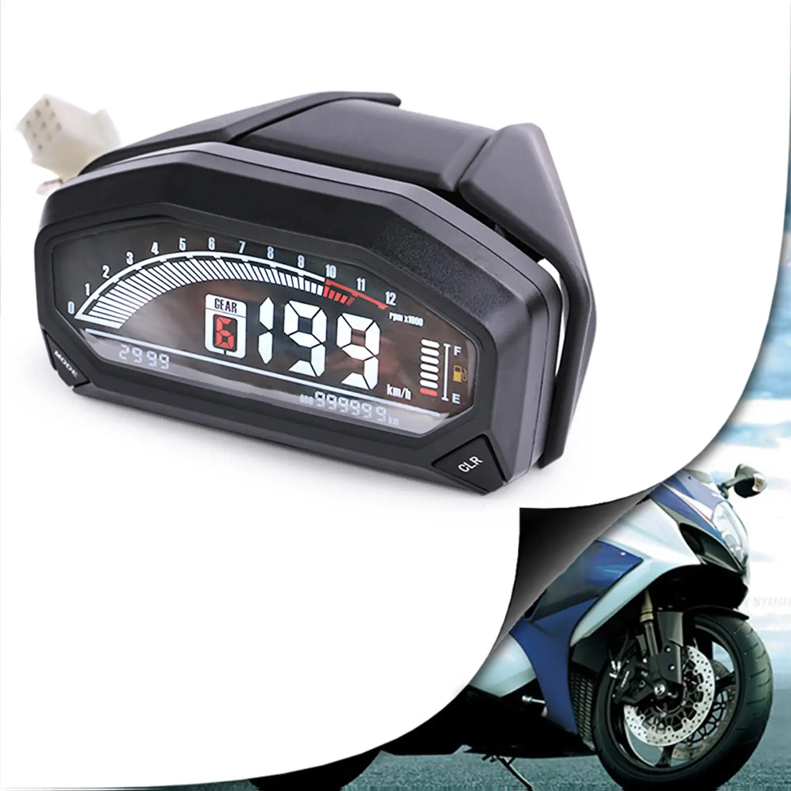 

LCD Digital Motorcycle Speedometer Tachometer 1200 Rpm Gauge W/Backlight