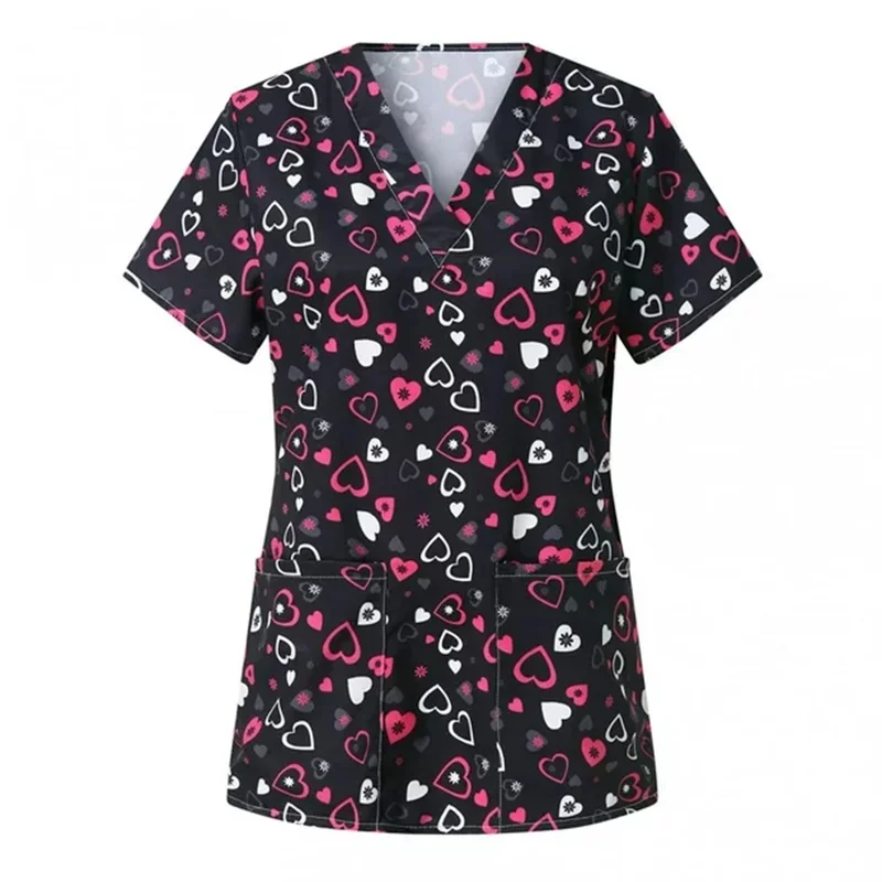 VShort-sleeved medical uniformTWomen's shirt with pockets clinical workwear for hospitals and beauty salons