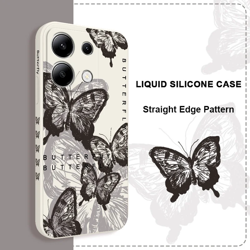 Custodia per telefono Oriental Butterfly per Xiaomi Redmi Note 13 12 12S 11 11S 10 10S 9 9S Pro Plus 4G 5G Cover in Silicone liquido