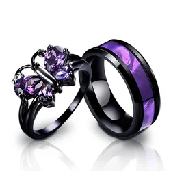 Fashion Elegant Ladies Butterfly Rings and Titanium Steel rings Men's Couple ring Promise Ring Surprise Jewelry Gifts
