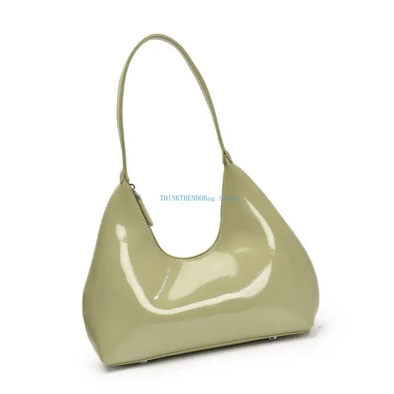 

63HC Glossy PU Shoulder Bag Casual Underarm Purse For Trendy Travel And Social Event