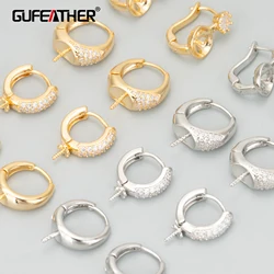 GUFEATHER MC79, 쥬얼리 액세서리, 18k 금 로듐 도금, 니켈 프리, 구리, 지르콘, 참, 쥬얼리 제작, 걸쇠 후크, 로트당 6 개