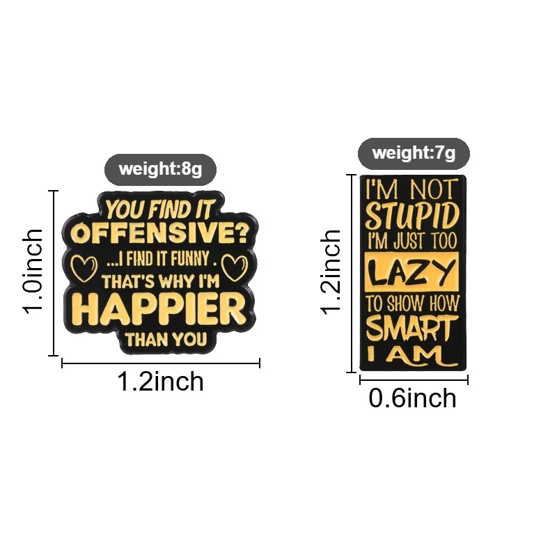 Im Not A Bad Person Im Just Traumatized Enamel Pin, Black Yellow Sarcastic Quote Brooch For Dark Humor Lovers And Casual Style