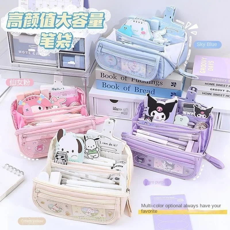 

Cartoon kuromi my melody Cinnamoroll Pochacco pencil bag large capacity cartoon pencil bag kawaii pencil bag holiday gift new