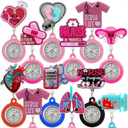 Broche de reloj retráctil de PVC para mujer, regalo bonito, relojes de bolsillo de enfermera, carrete de insignia de Doctor colorido encantador