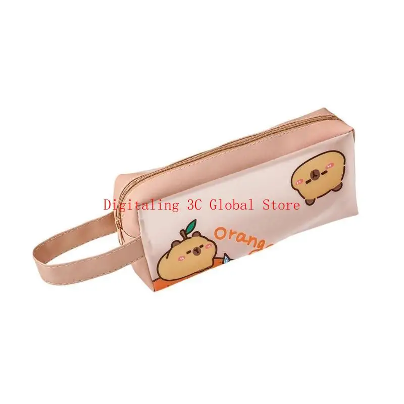 Water Resistant PU Pen Pouches with Handle Portable Pen Organizers Storage Bag