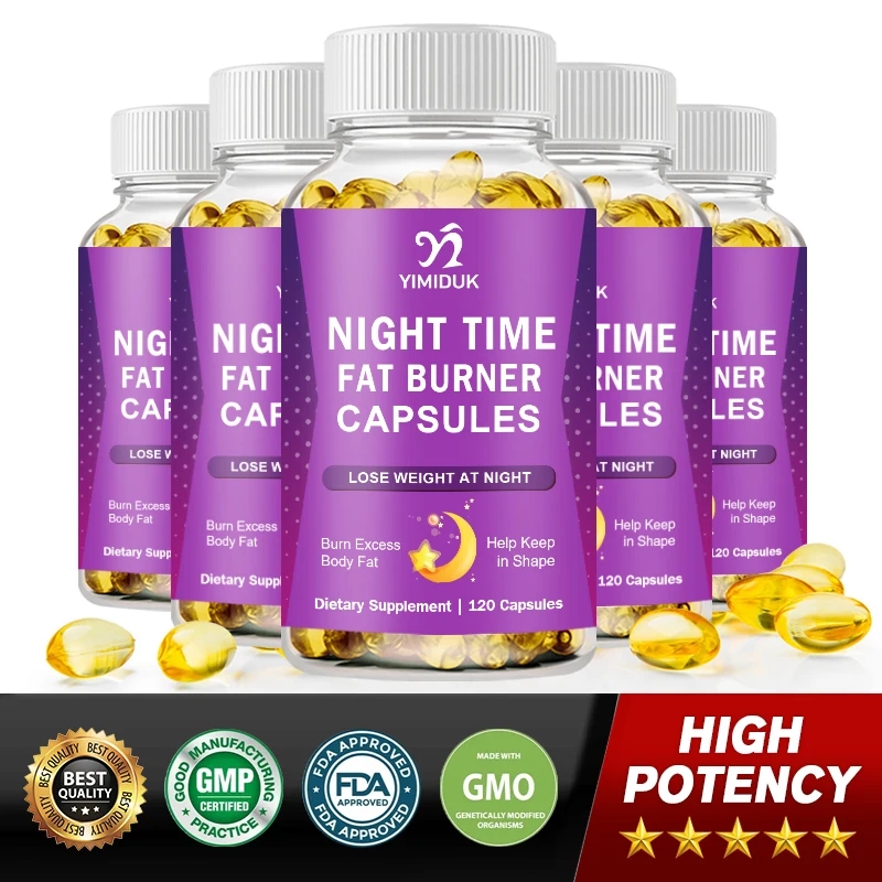 Night Fat Burning Supplement - with Vitamin D3, Green Coffee Beans, Green Tea, Natural Plants - Sleep & Weight Management