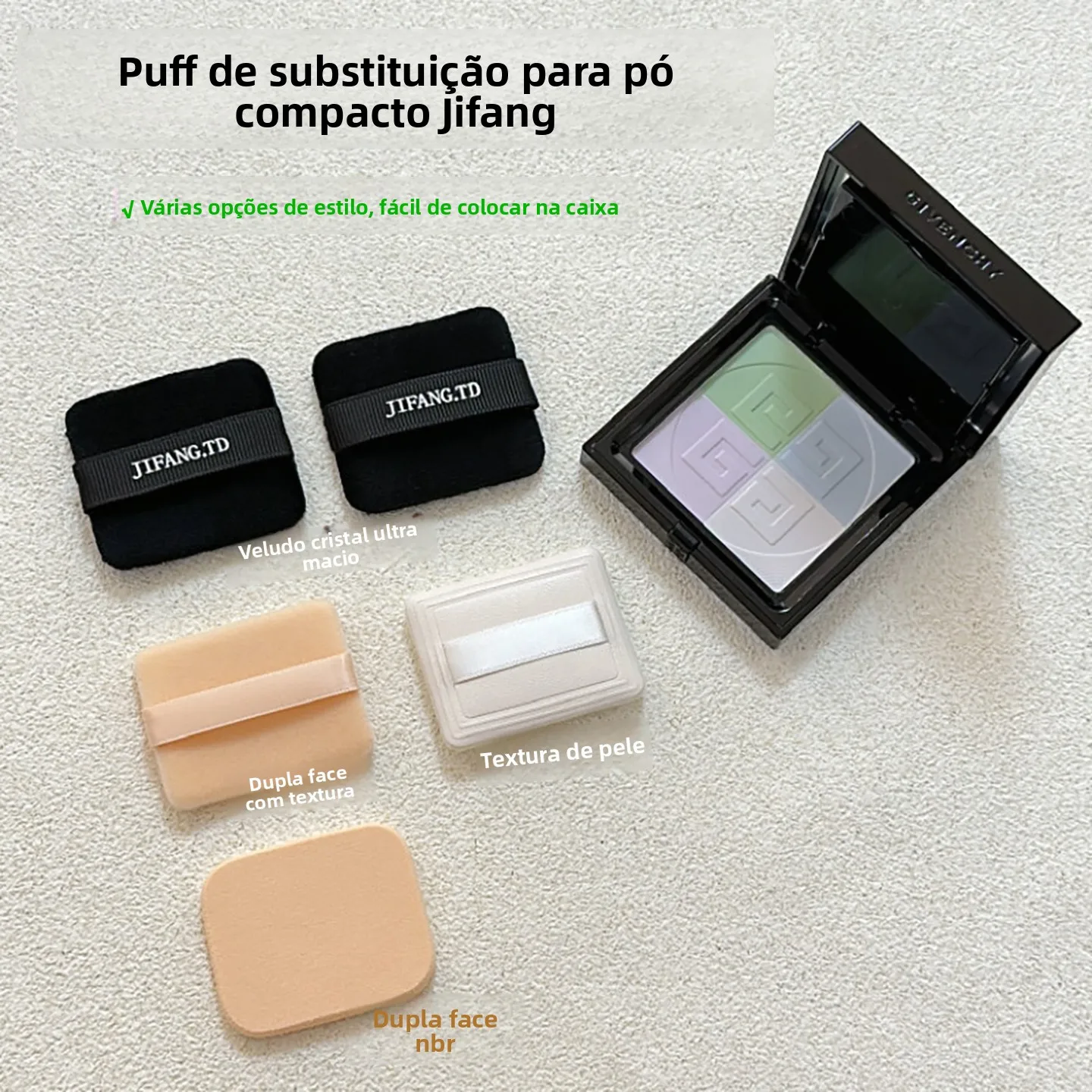 ゲランパウダーコンパクト用両面スクエアメイクアップスポンジ-ふわふわの質感で長持ちするメイクアップセッティングツール-すべての肌タイプに