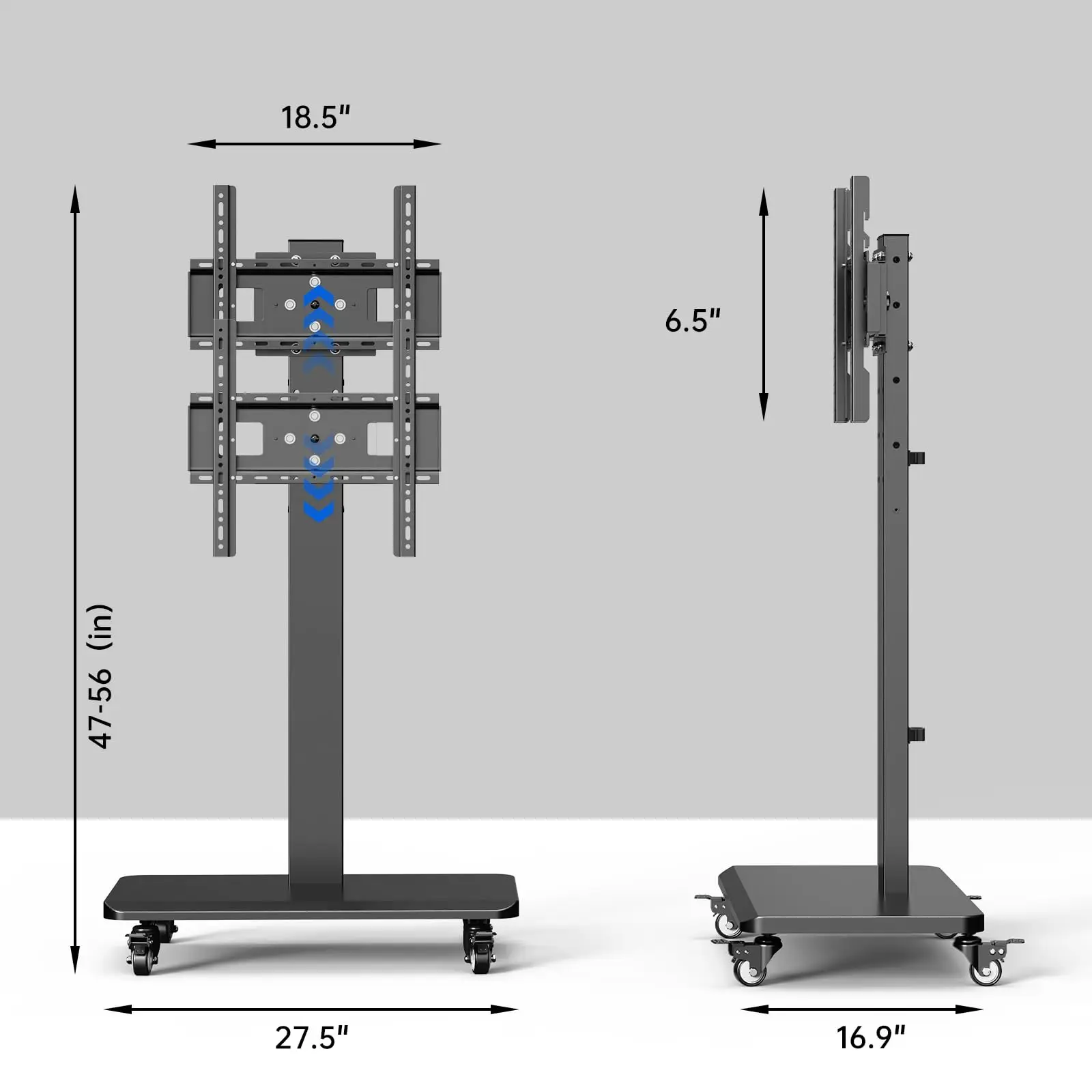 Mobile TV Cart, 90° Rotation TV Stand for 32 to 65 Inch Flat Panel Screens,Height Adjustable Portable TV Stand,Max VESA 400x400m