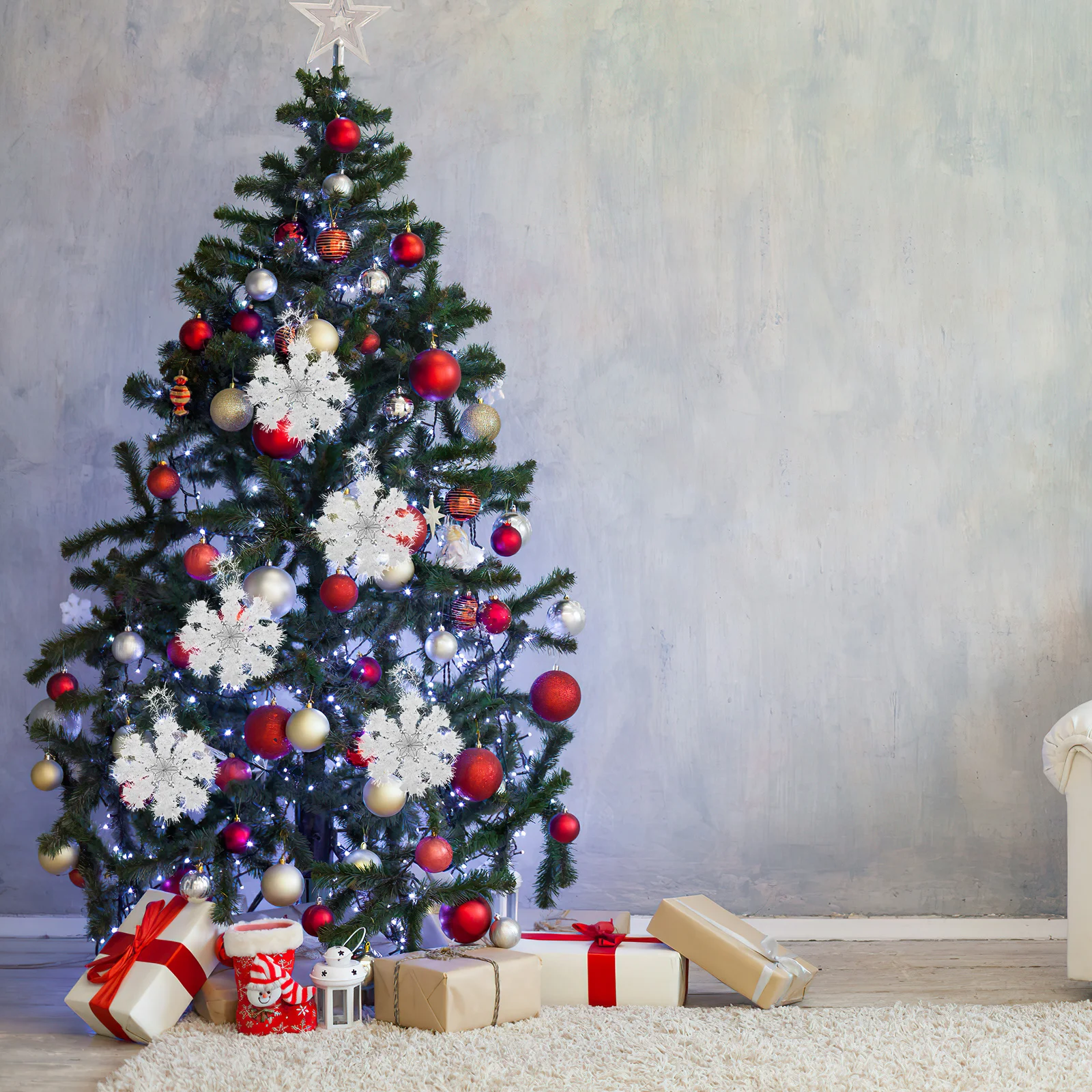 

8Pcs White 3D Snowflakes Christmas Ornaments Winter Holiday Tree Decorations Elegant Craft Indoor Outdoor Christmas Ornaments