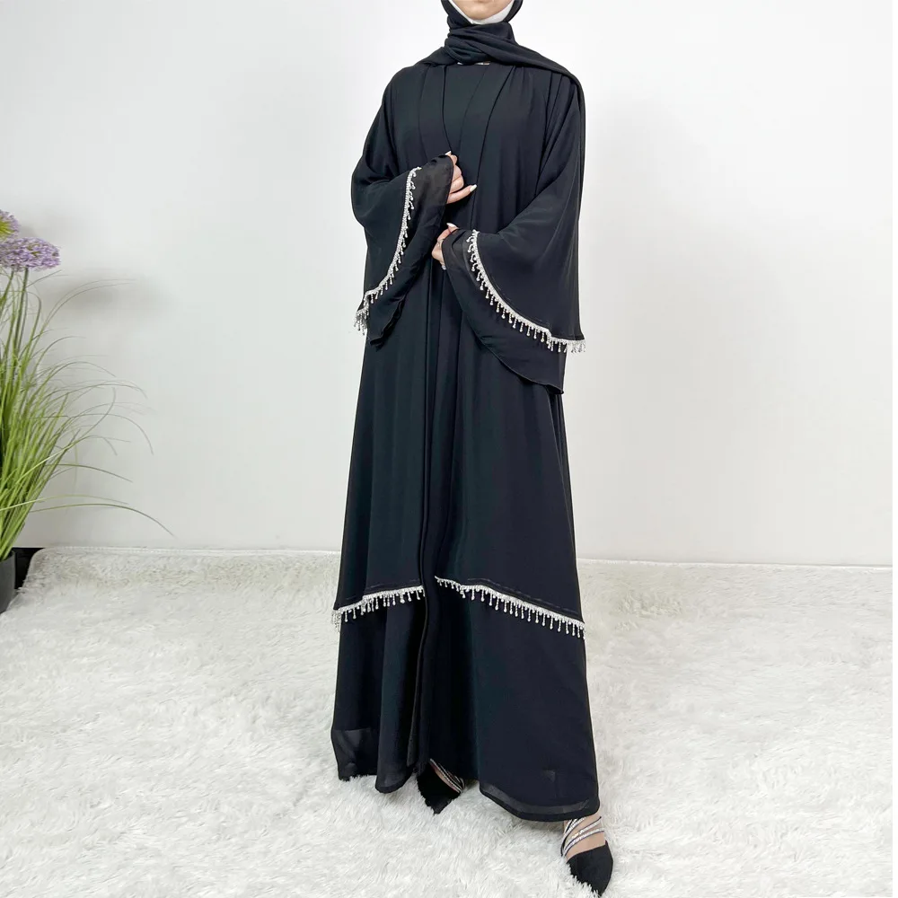 Eid Caftan Party Dress Abaya dla kobiet Arab Maroko Muslim Abayas 2-częściowy zestaw szlafrok Dubaj Kaftan Ramadan Jalabiya Beading Jesień