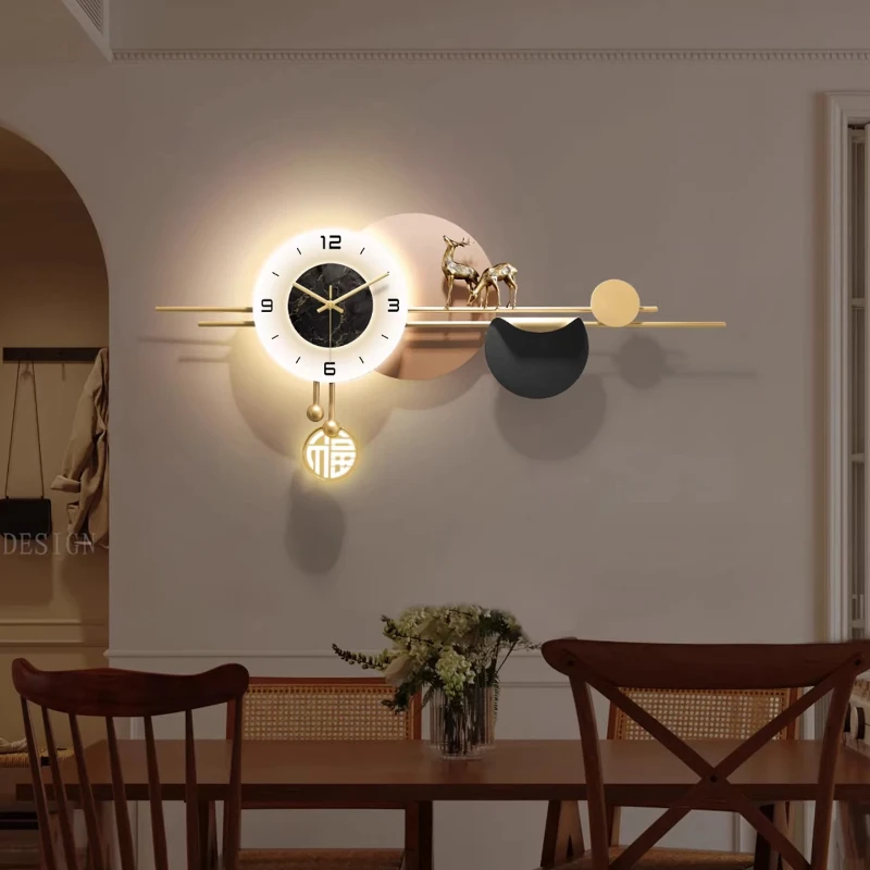 

Modern Creative LED Wall Clock Living Room Restaurant Mute Large Hang Clock Wall Decoration Digital Clock Wall Lamp Room Decor