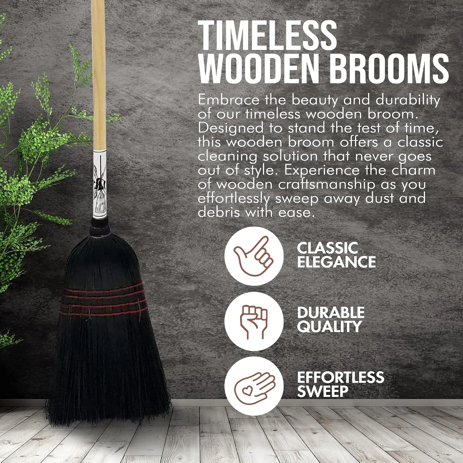 Corn Broom, Heavy Duty Indoor Outdoor, Amish Handmade
