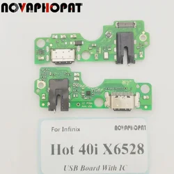 For Infinix Hot 40i X6528 X6528B USB Dock Charger Port Plug Headphone Audio Jack Microphone Charging Board With IC