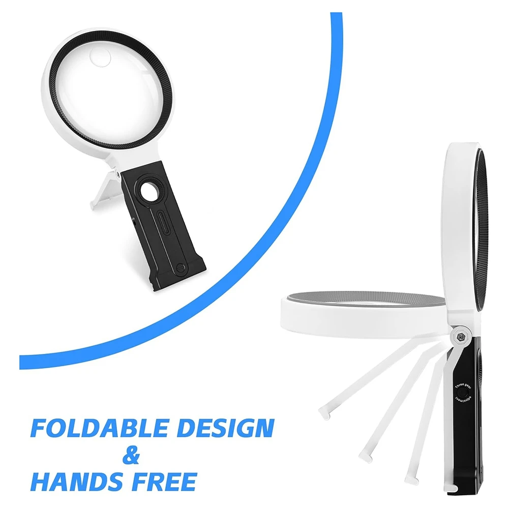 

T48C_40 X 30 X 10 Times Magnifying Glass, 36 LED Light-Emitting Magnifier, Suitable for Elderly Reading, Close Work, Jewelry