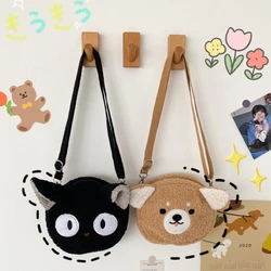 New Cute Cat Plush Mulheres Crossbody Bag Cadeia Bolsa Mini Ombro Messenger Bag Feminino Animal Padrão Bolsa Moda Bolsa