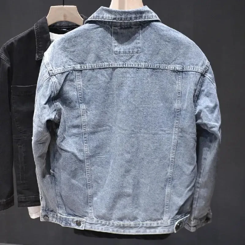 Cargo Denim Jackets Man Trendy Washed Clothing Casual Cowboy Coat for Men Cheap Price Stylish In Lowest Korean Popular Clothes