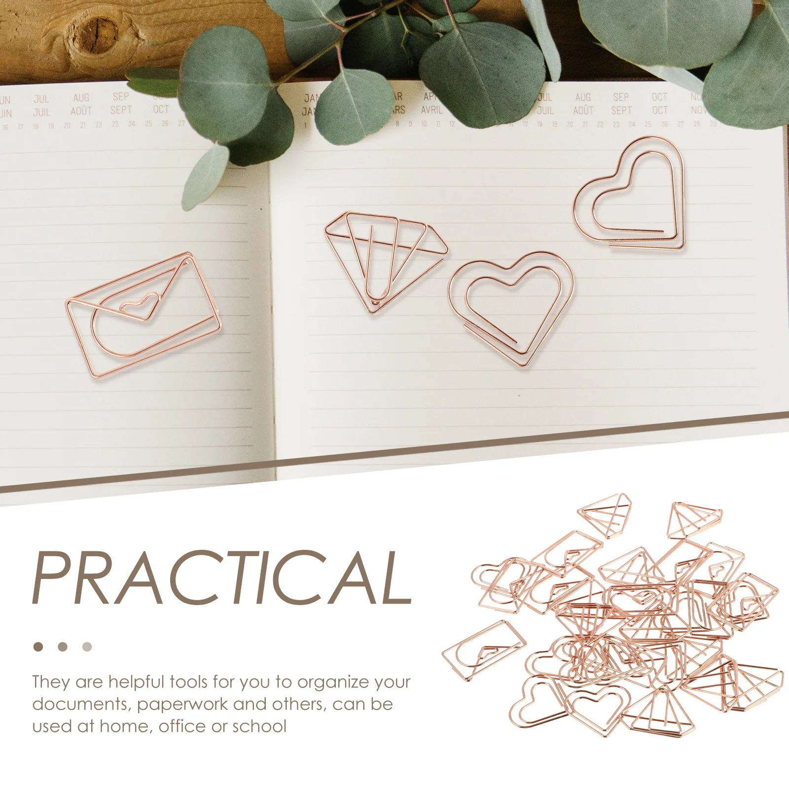 

30Pcs Bookmarker Paper Clips Decorative Small Paper Clips Set for Document Filing Office School Use Heart Shape Colored Metal