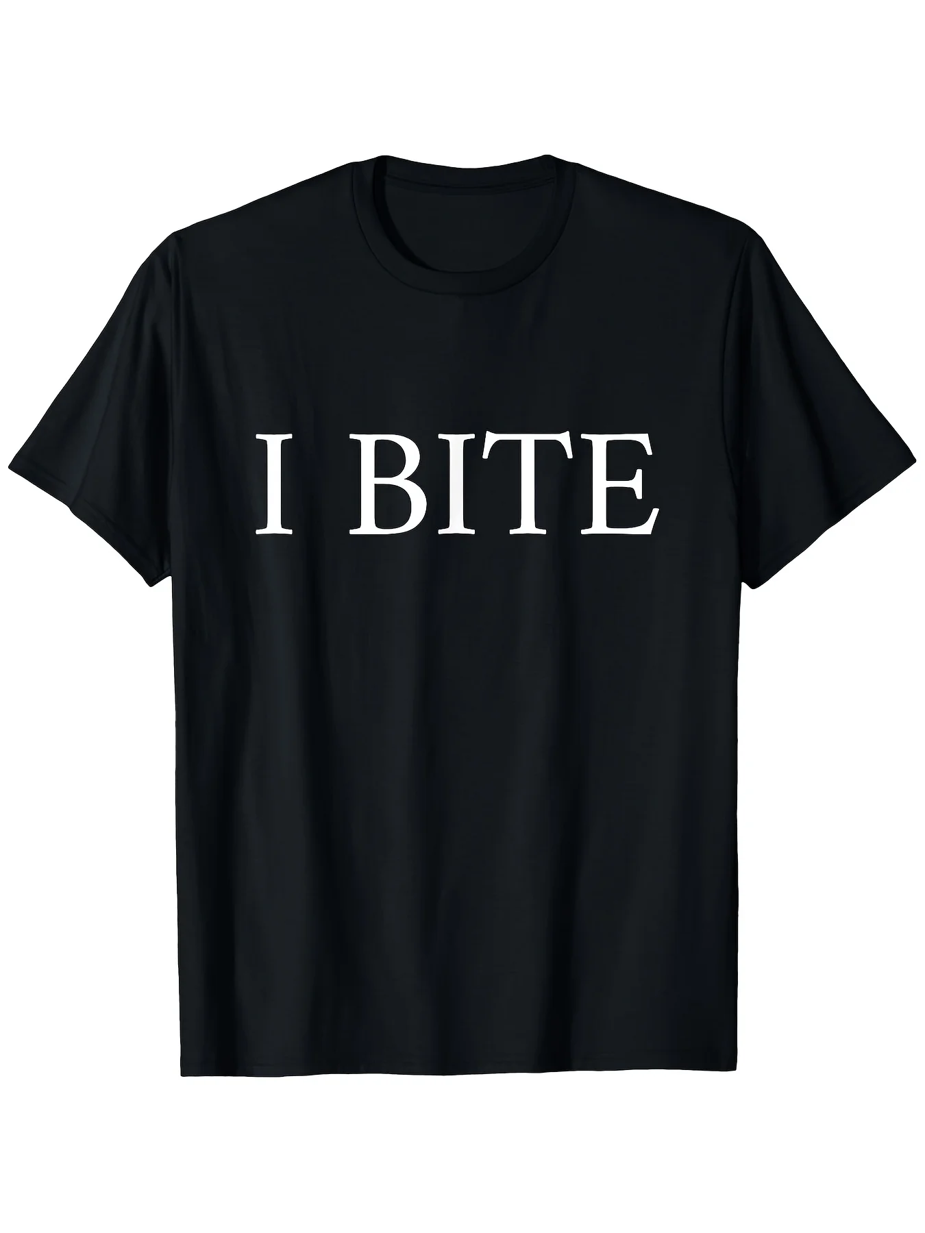 【I Bite】Vampire-Inspired Gothic Style Graphic T-Shirt, Comfortable Fit, Eye-Catching White Print, Double-Stitched Round Neck Casual Party Shirt, Unisex (S3Xl) Fun Bite Mark Vintage Casual Short-Sleeve T-Shirt, Round Neck Printed Graphic Set