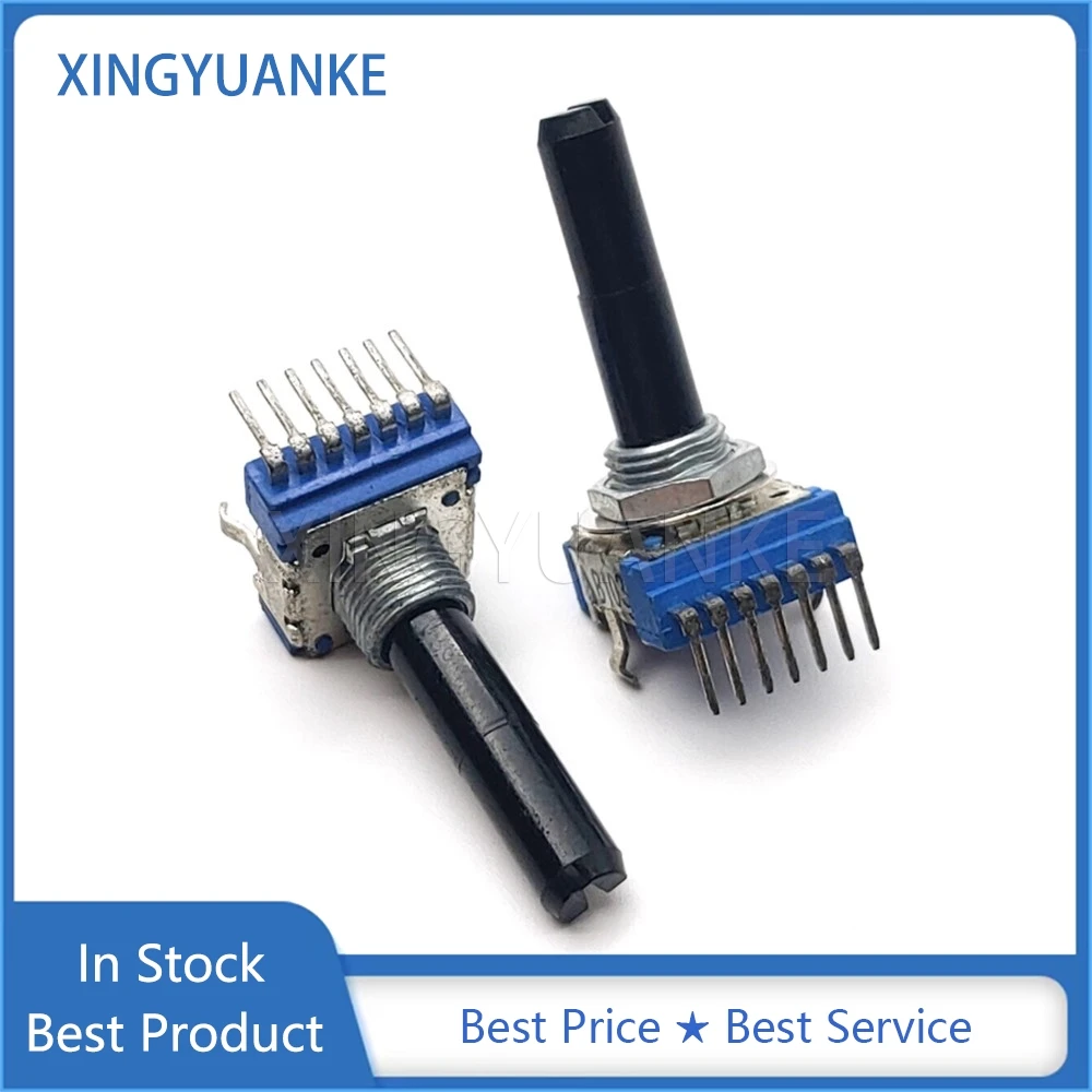 2PCS RK14 Type Rotary Potentiometer A20K A203 Double Vertical Single Row 7-Pin Audio Volume Mixer Potentiometer D Shaft 28MM