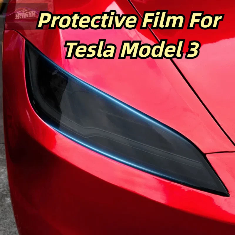 

Защитная пленка для автомобильных фар и задних фонарей для Tesla Model 3+ Highland 2024, передняя защита от царапин, черная прозрачная наклейка из ТПУ PPF