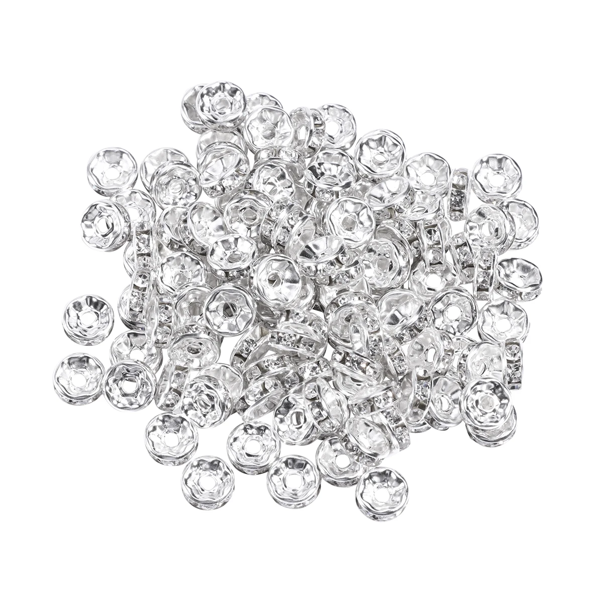 

100pcs Rhinestone Spacer Beads Shiny Plated Findings for Jewelry Making DIY Craft Projects Glass Material Bead Supplies