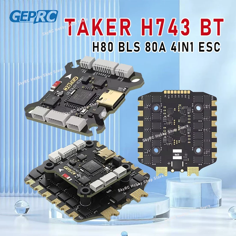 

Контроллер полета GEPRC TAKER H743 BT и H80_BLS 80A 4IN1 ESC с двойным гироскопом, 512 МБ, черная коробка, запись анализа данных для гонок