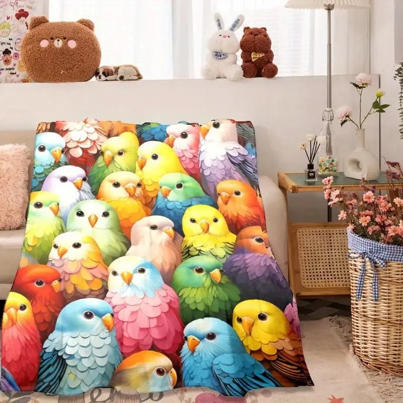 Colorful parrot Printed Blanket for Sofa Bed Travel Camping Living Room Office Conditioning Blanket for All Seasons Gifts