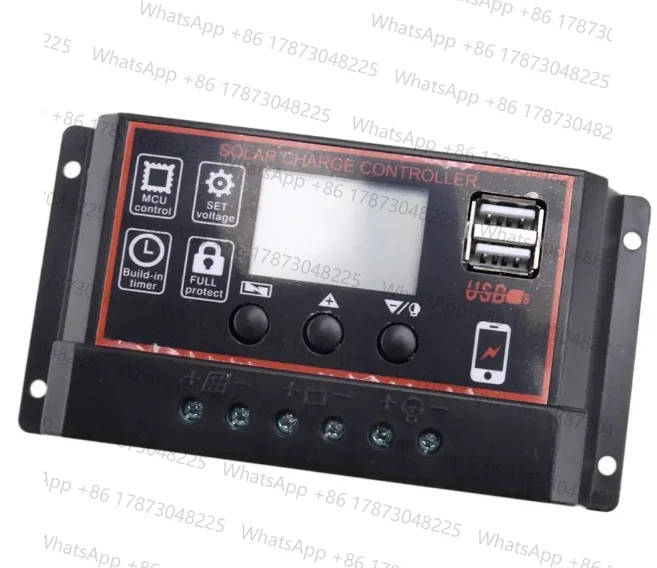 30A Solar Panel Battery Energy Regulator Charge Controller PWM LCD 12V/24V Auto Dual USB Black