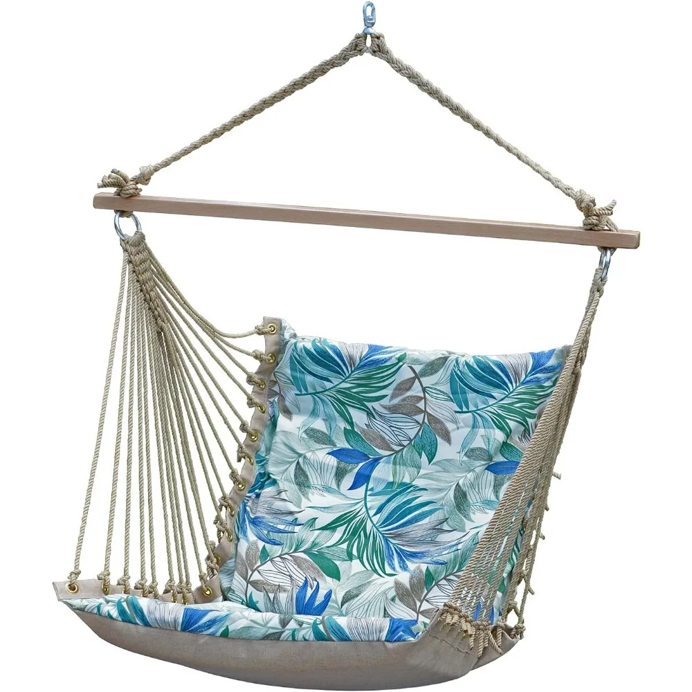 Hammock Chair with Spreader Bar, Padded Swing Chair for Outdoor Swing, Comfortable Hanging Seat - Oasis Chambray