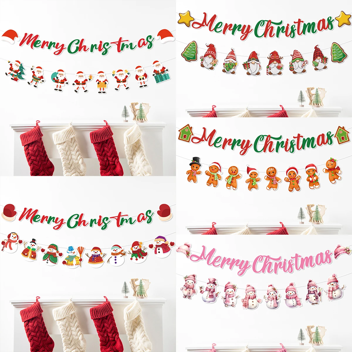 

Christmas Bunting Garland Christmas Decoration for Home 2024 Pendant Xmas Banner Ornaments Navidad Natal New Year Gift 2025