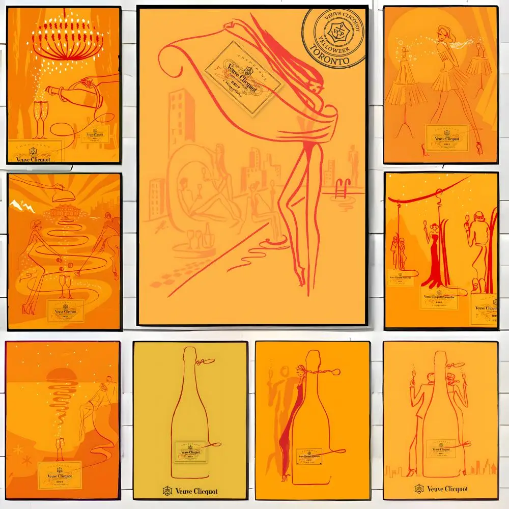 V-Veuve C-Clicquot-Póster de moda, lienzo, arte de pared impreso, Mural decorativo, decoración del hogar, regalo sin marco
