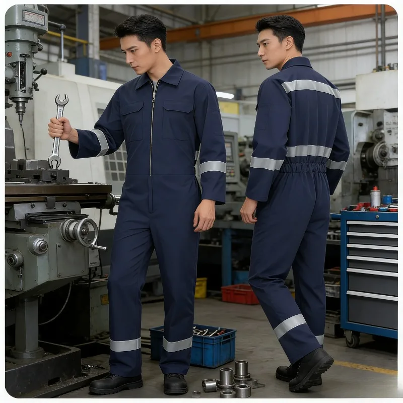 

Мужской светоотражающий рабочий комбинезон, весенне-осенний прочный комбинезон для механика, защитный костюм для безопасности труда