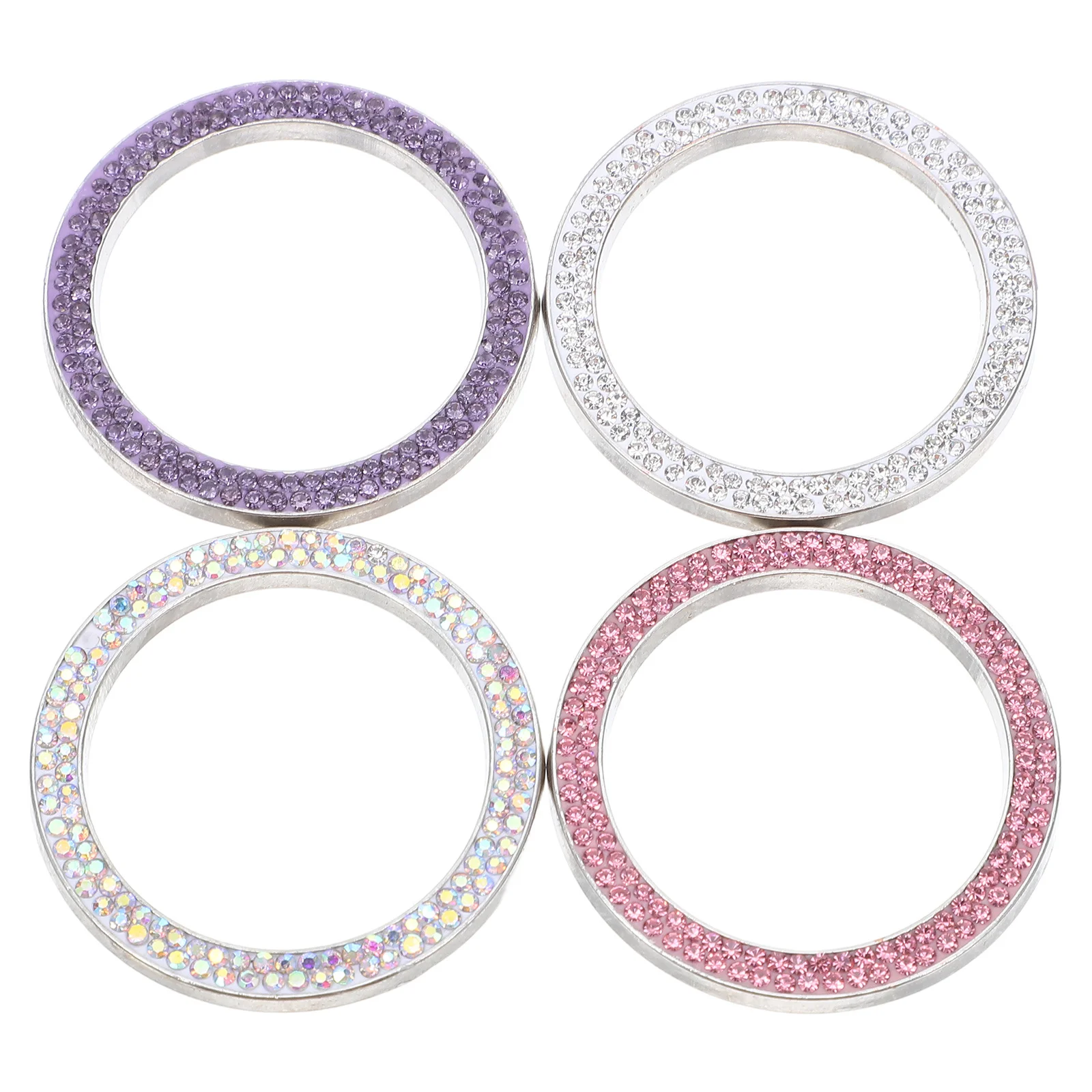 

4pcs Sparkly Rhinestone Car Start Button Cover Durable Pp Material Push To Start Button Protector Universal
