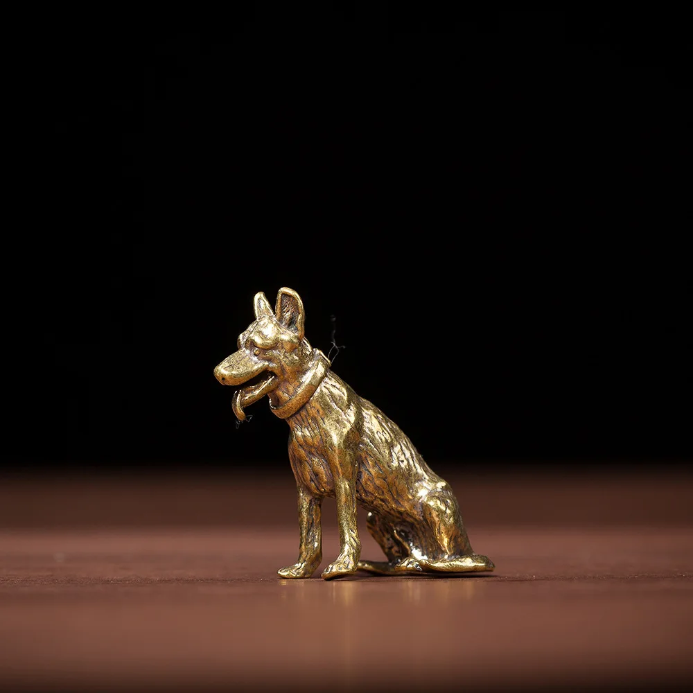 Vintage Solid Brass Poodle Figurine Mini Cute Teddy Dog Statue Home Desktop Ornament Tea Pet Zodiac Dog Craft Accessories Gift