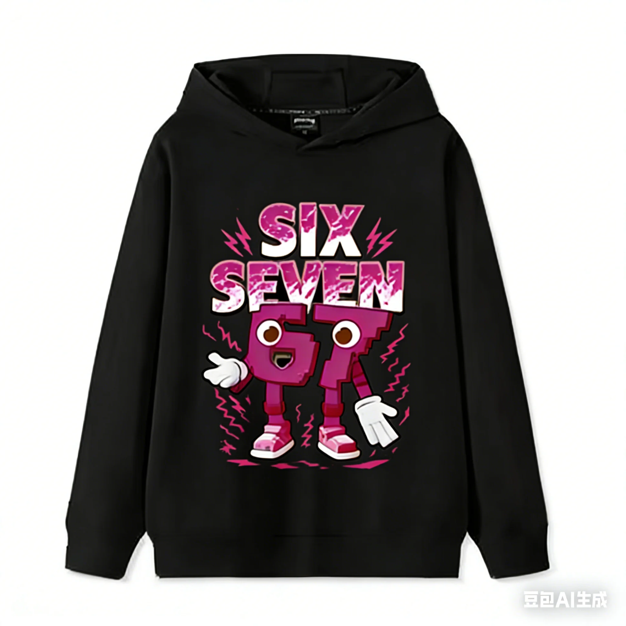 67 Six Seven Kapuzenpullover, 3–12 Jahre, lustiger Grafik-Pullover für Mädchen und Jungen, Fleece, lässig, sportlich, für Kinder, Herbst-Kapuzenpullover, lässiger Unisex-Sweatshirt – Detail 3