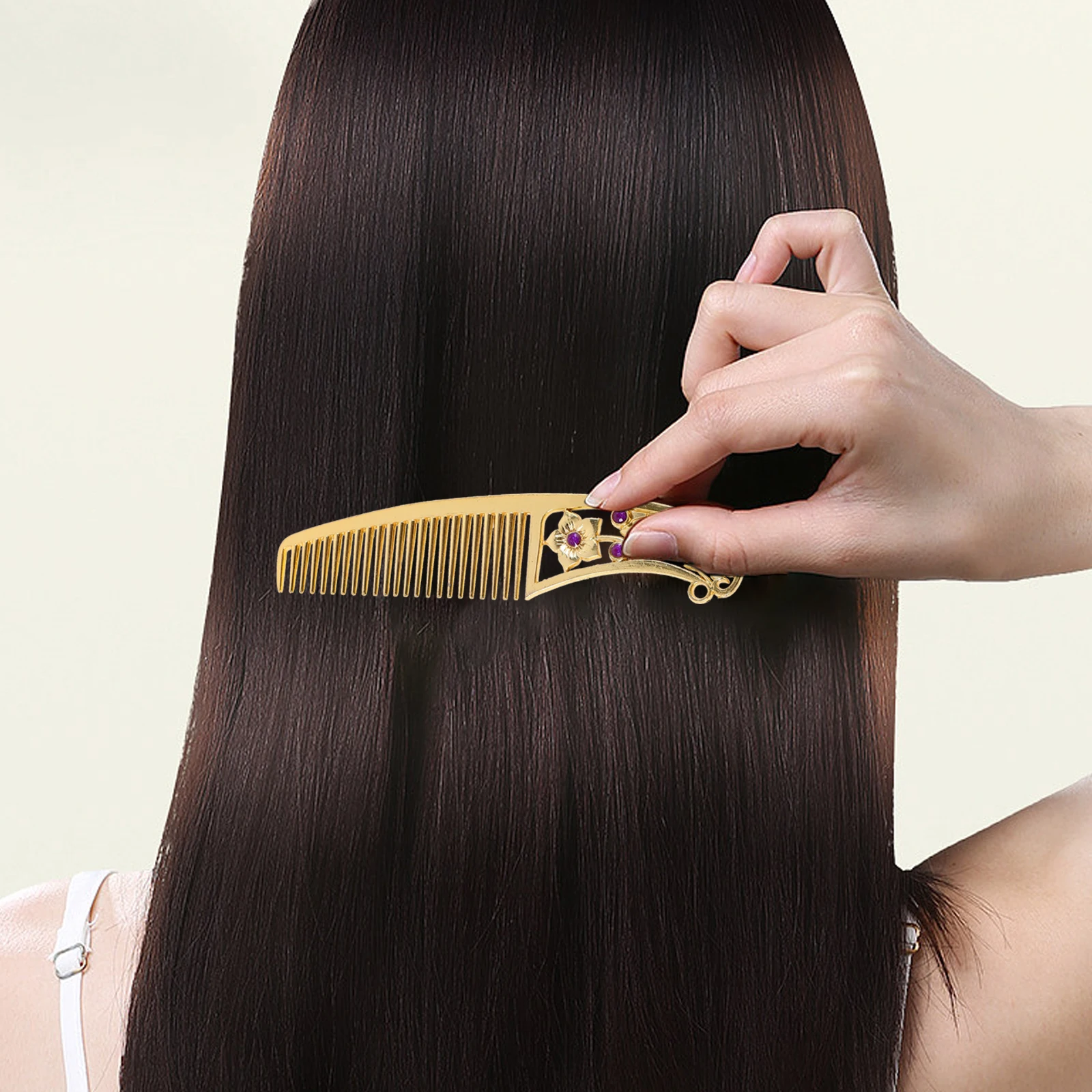 

Handle Mirror Comb Set Makeup with Portable Small Alloy Glass Compact