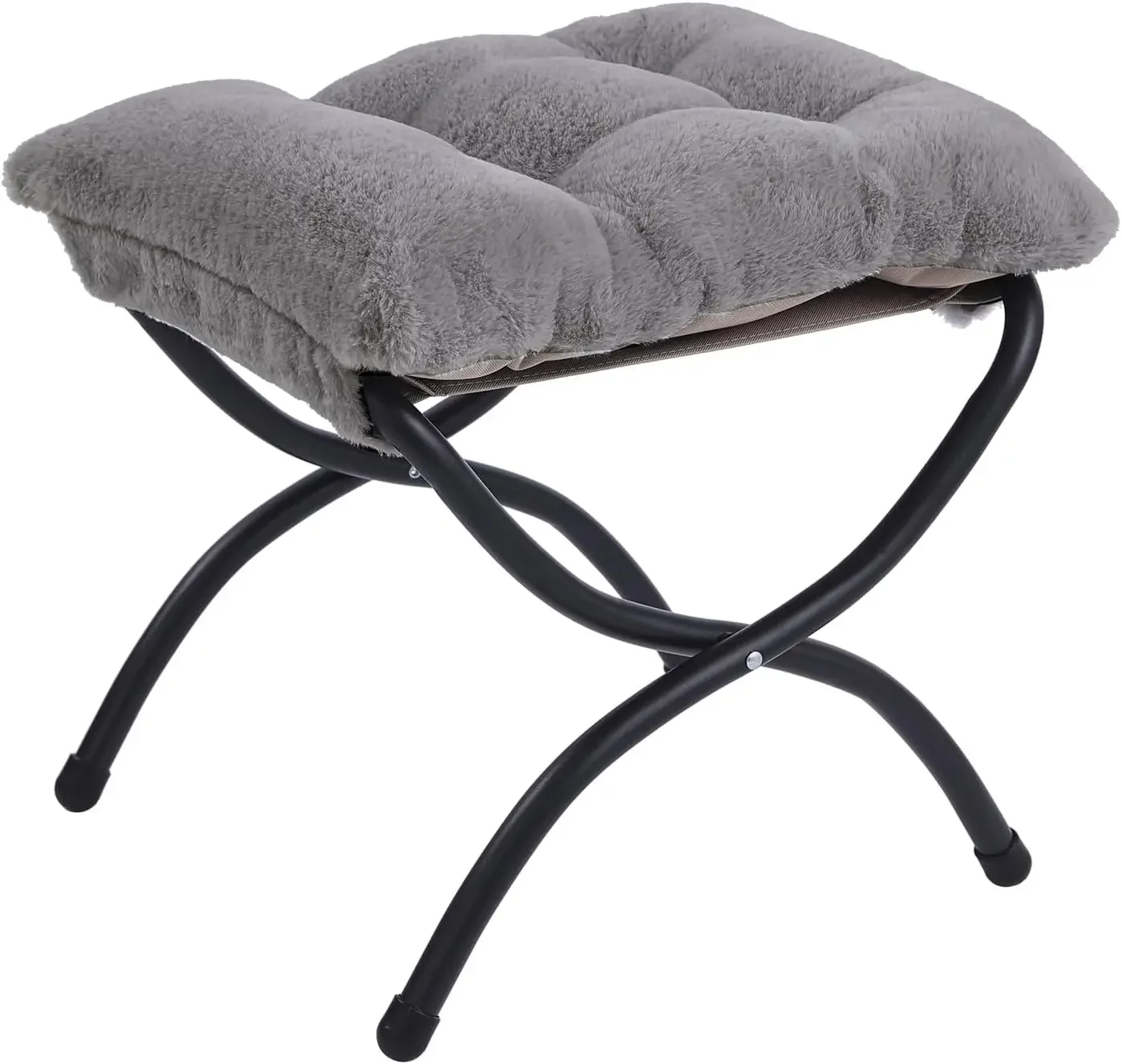 

Folding Upholstered Footrest Stool, Modern Small Portable Accent Ottoman with Detachable Thick Cotton Cushion Padded Sofa Stool