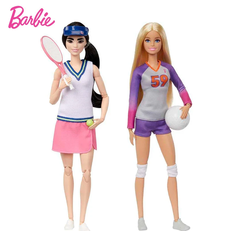 Barbie Careers Fashion Doll Made to Move Tennis Player Volleyball Player 22 Bendable Joints Toy for Girls Gift HKT72