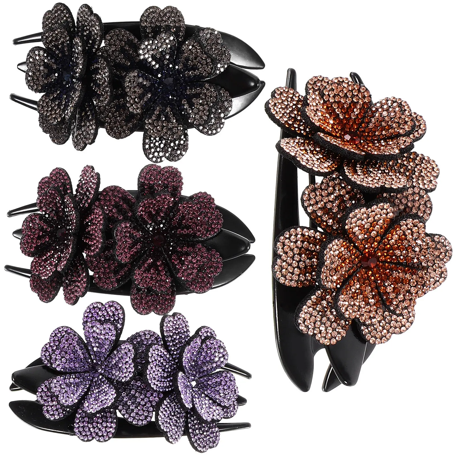 

4Pcs French Style Duck Billed Hair Clips Bling Rhinestone Decorative Claw Clips for Women Comfortable Lightweight Hair Jewelry