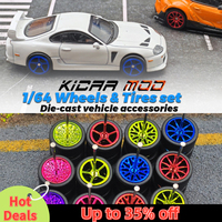 1/64 RLC Premium Color Electroplating Wheels with Rubber Slick Tires for Hot Wheels Model Car Refitting Parts D:11mm (1 Set)