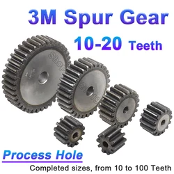 3M Spur Gear Process Hole 3 Mod Pinion Gears 10-20 Teeth Flat Cylindrical High Frequency Quenching Teeth Motor Tramission Gears