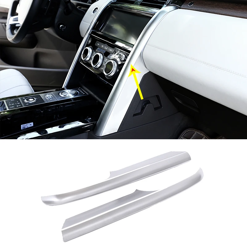 Car Accessorie Central Control Decoration Strip Protection Trim For Land Rover Discovery 5 L462 LR5 2017-2018 Silver 2 Pcs