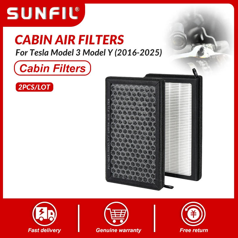 

Cabin Air Filters for Tesla Model 3 Model Y (2016-2025) with Activated Carbon(2-pack) Dual layer Air Filter Replacement